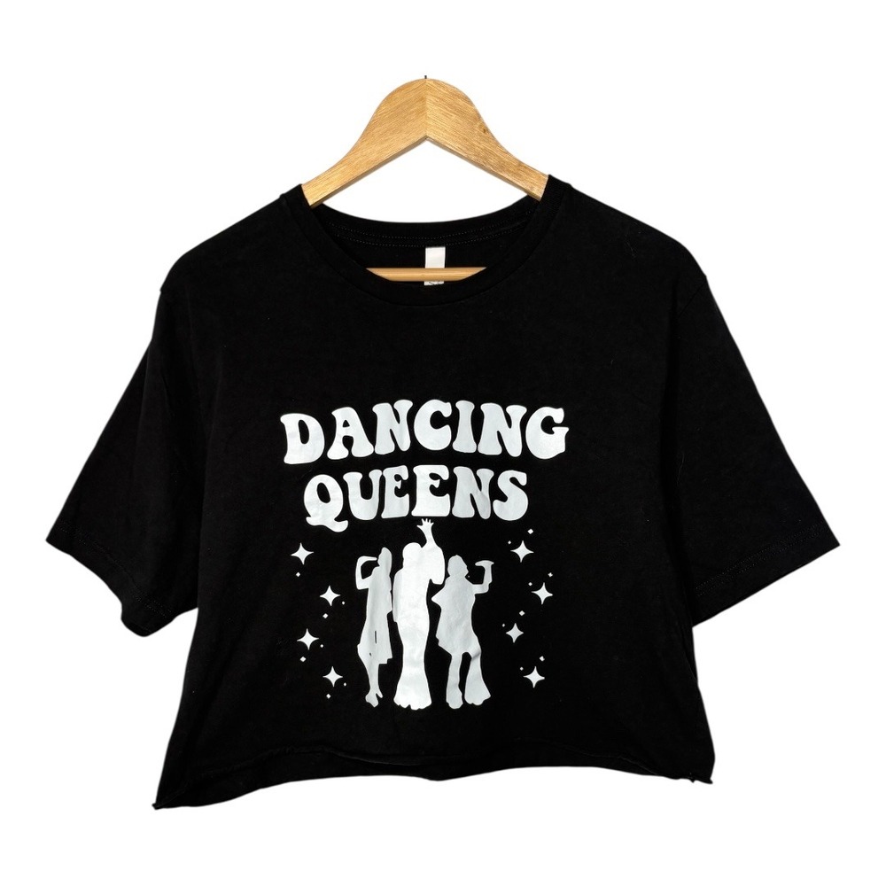Dancing Queens Graphic Tee Black Cropped T-Shirt Bella+Canvas Women Size‎ XL